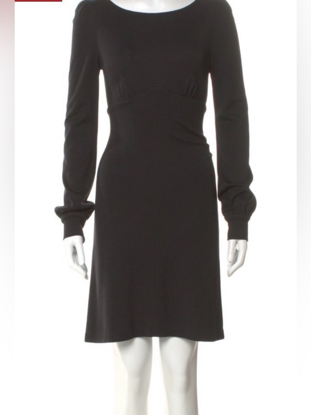 Diane von Furstenberg Midi Long Sleeve Dress in Black 100% wool